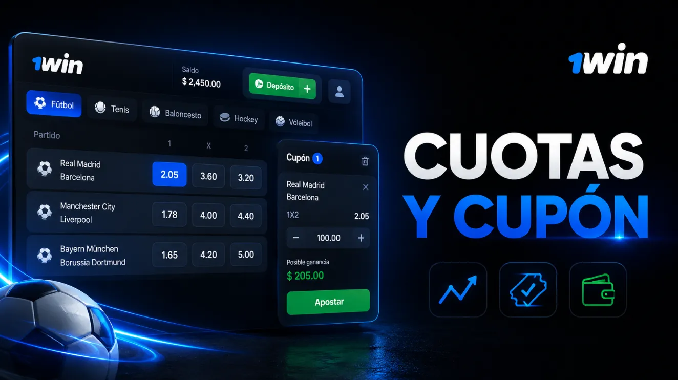 Cuotas, cupón y bankroll en apuestas 1win